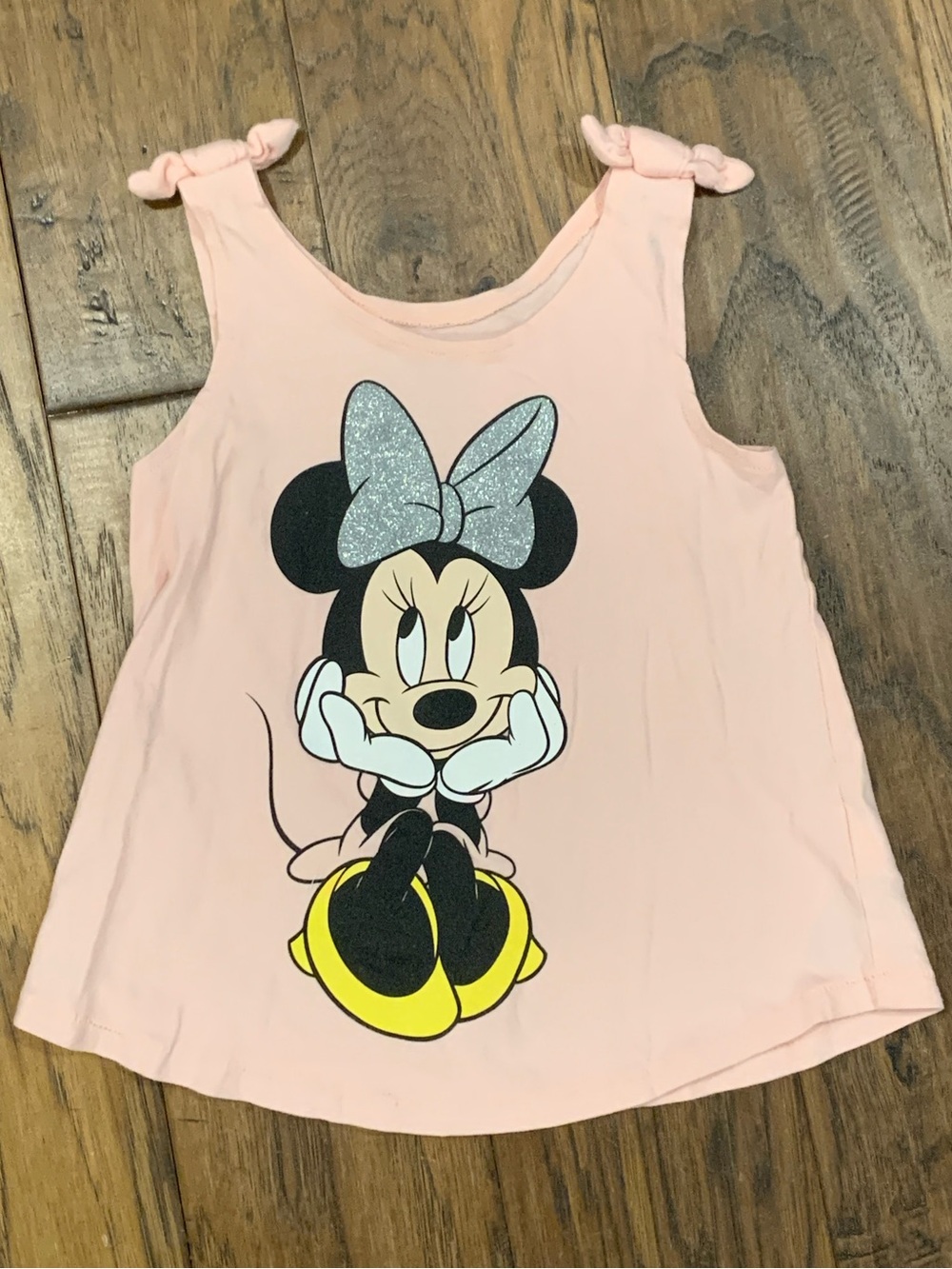 Old Navy Pink Minnie Mouse Tank Top with Glitter Bow